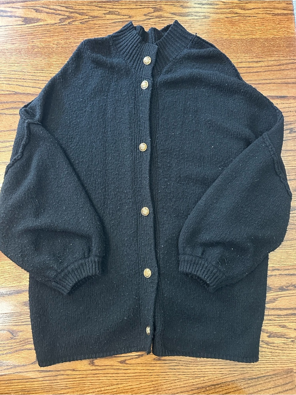 PRETTYGARDEN Women’s Oversized Chunky Button-Up Cardigan Sweater Black - Medium